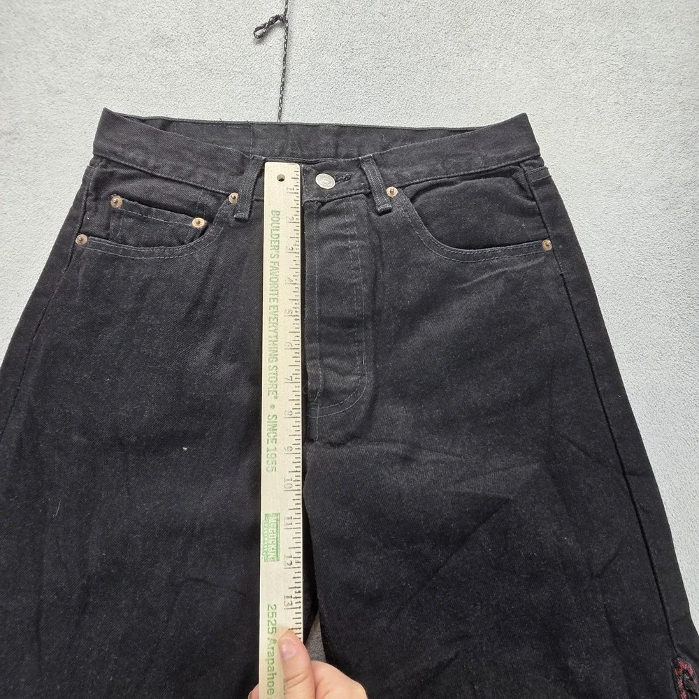 VTG‎ Levis 501 Jeans Mens Black Straight USA Red Trim 90s Modified Fits 28x29